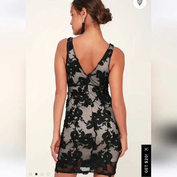 LULUS Black Swan Alanis Black and Nude Lace Sleeveless Bodycon Dress Small NWT - Picture 2 of 9